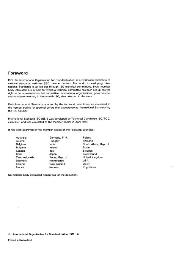 ISO 898-5:1980 ISO 898-5:1980 - Mechanical properties of fasteners - Page 2 preview