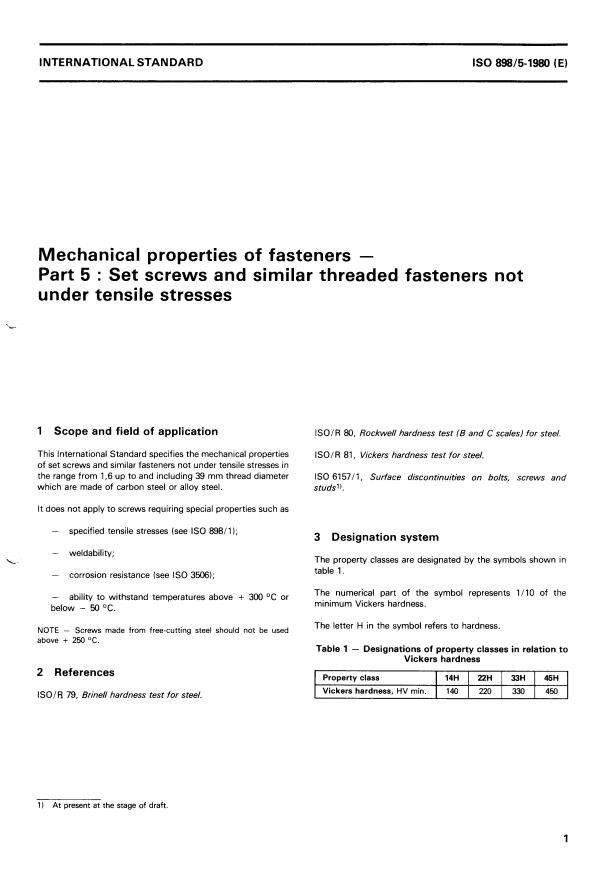 ISO 898-5:1980 - Mechanical properties of fasteners