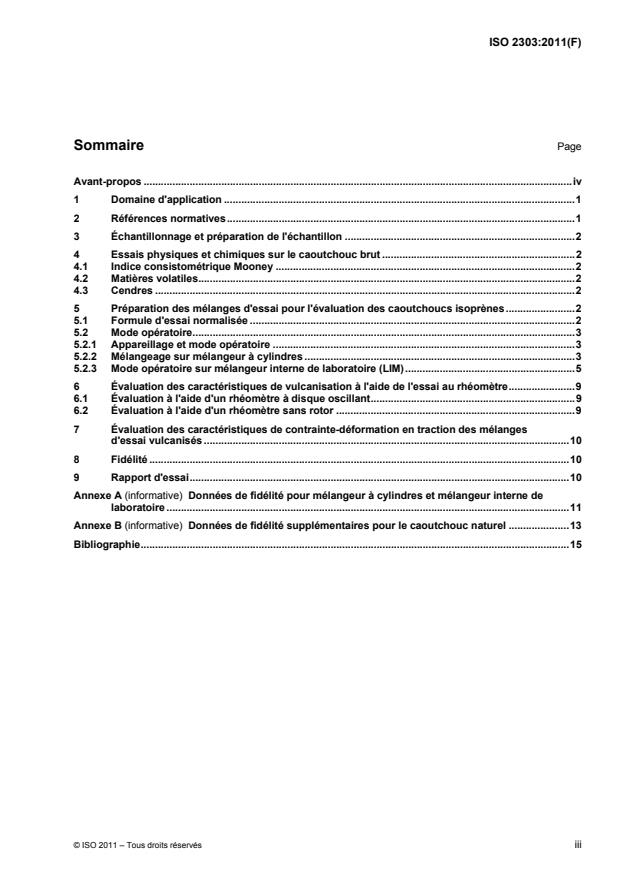 ISO 2303:2011 - Caoutchouc isoprene (IR) -- Types polymérisés en solution et non étendus a l'huile -- Méthode d'évaluation