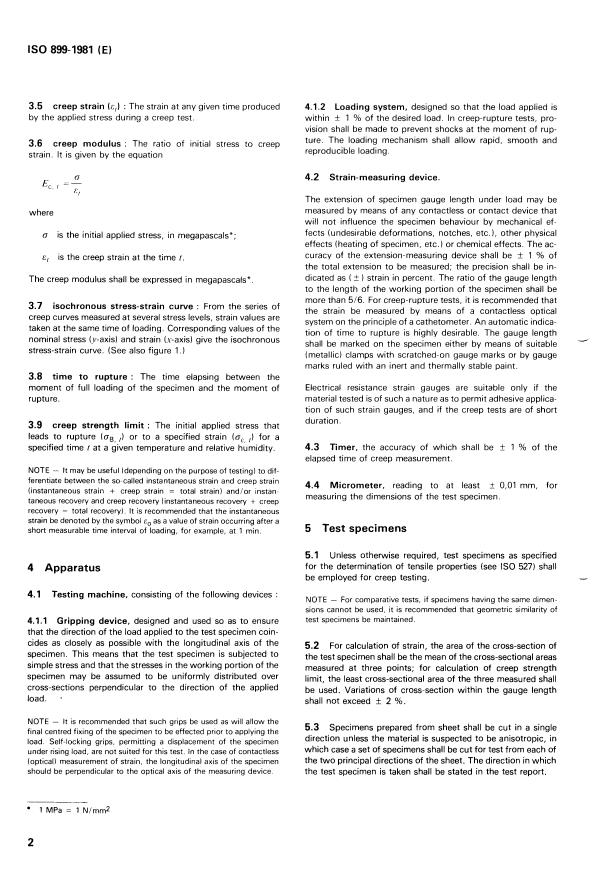 ISO 899:1981 ISO 899:1981 - Plastics -- Determination of tensile creep - Page 4 preview