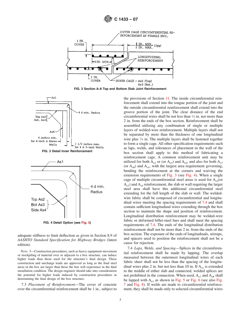 ASTM C1433-07 - Standard Specification for Precast Reinforced Concrete Box Sections for Culverts, Storm Drains, and Sewers