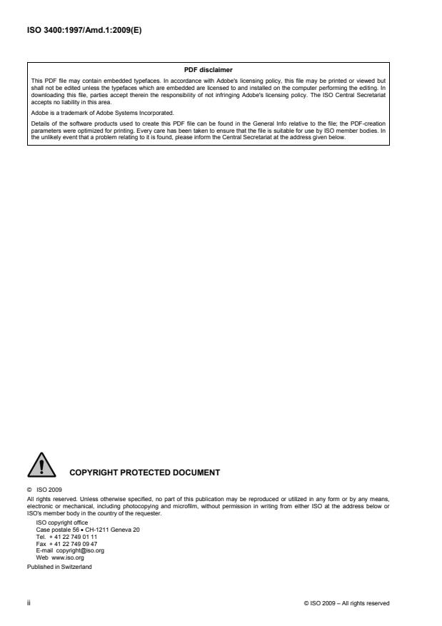 ISO 3400:1997/Amd 1:2009 ISO 3400:1997/Amd 1:2009 - Page 2 preview