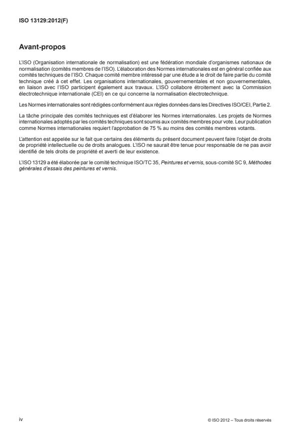 ISO 13129:2012 ISO 13129:2012 - Peintures et vernis -- Mesurage électrochimique de la protection apportée a l'acier par des revetements de peinture -- Technique du courant interrompu (CI), voltamétrie de relaxation (VR) et mesurages de courants continus transitoires (CCT) - Page 4 preview
