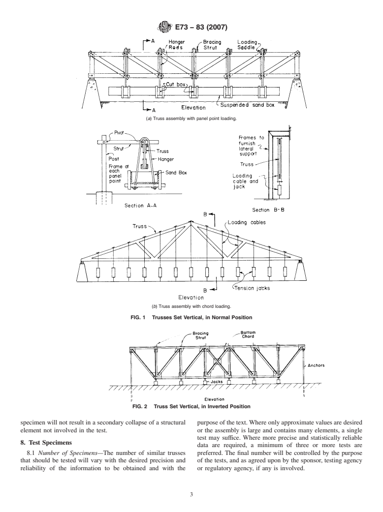 ASTM E73-83(2007) - Standard Practice for Static Load Testing of Truss Assemblies