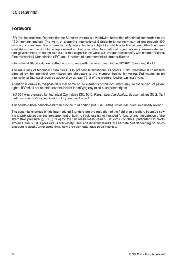 ISO 534:2011 ISO 534:2011 - Paper and board -- Determination of thickness, density and specific volume - Page 4 preview