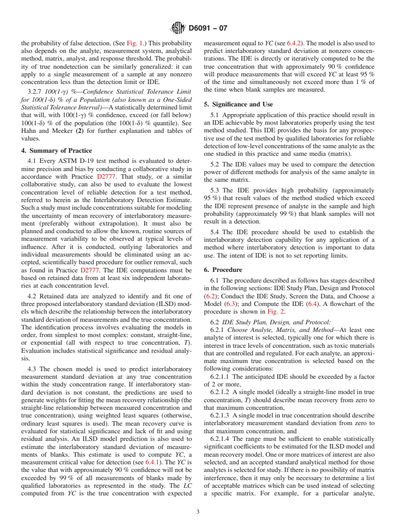 ASTM D6091-07 - Standard Practice for 99 %/95 % Interlaboratory Detection Estimate (IDE) for Analytical Methods with Negligible Calibration Error