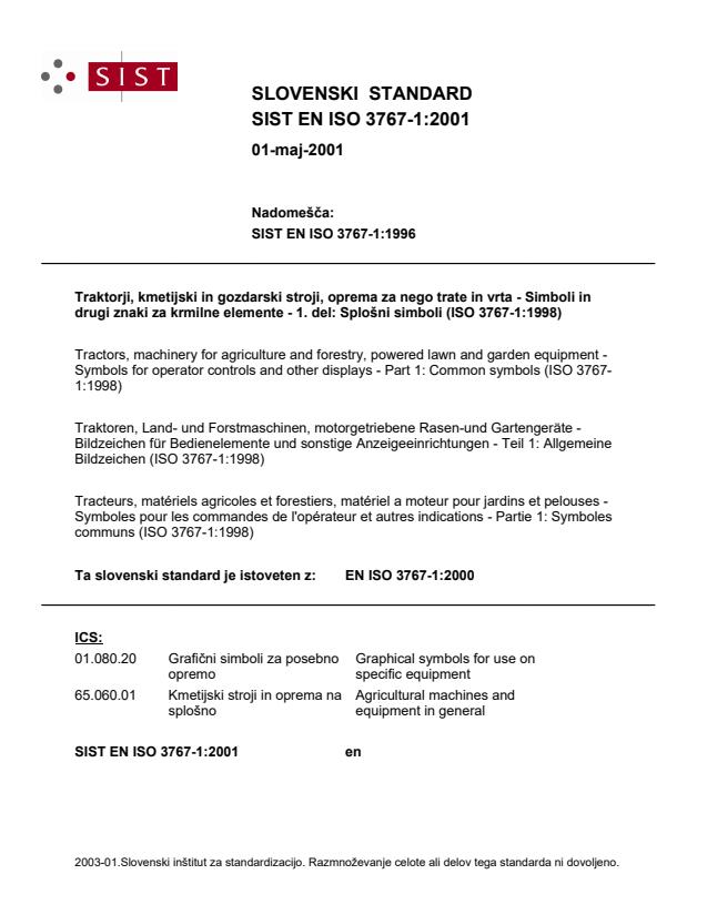 EN ISO 3767-1:2000 EN ISO 3767-1:2001