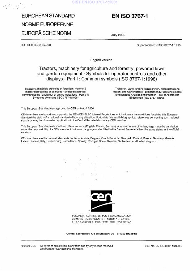 EN ISO 3767-1:2000 EN ISO 3767-1:2001