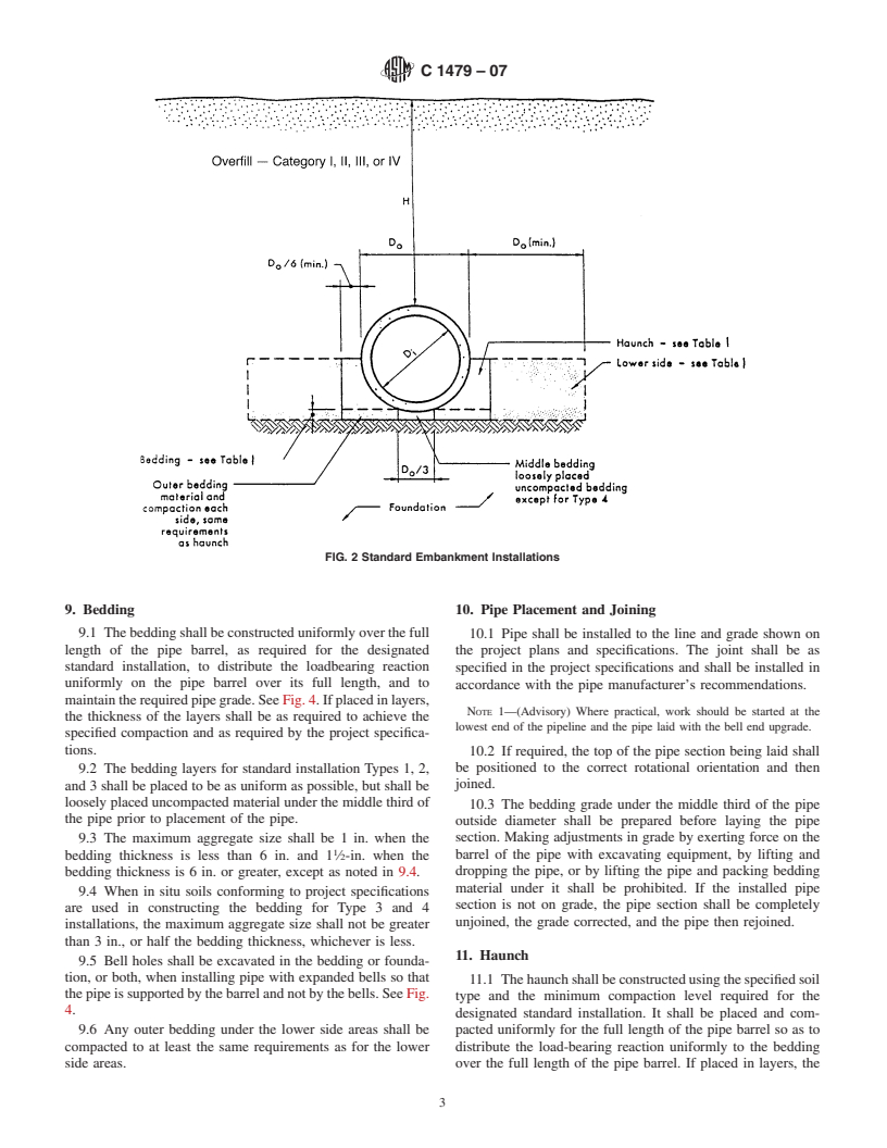 ASTM C1479-07 - Standard Practice for Installation of Precast Concrete Sewer, Storm Drain, and Culvert Pipe Using Standard Installations