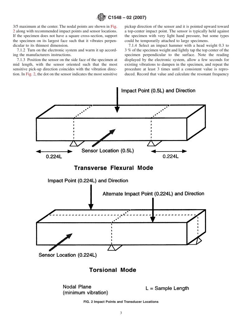 ASTM C1548-02(2007) - Standard Test Method for Dynamic Young's Modulus, Shear Modulus, and Poisson's Ratio of Refractory Materials by Impulse Excitation of Vibration