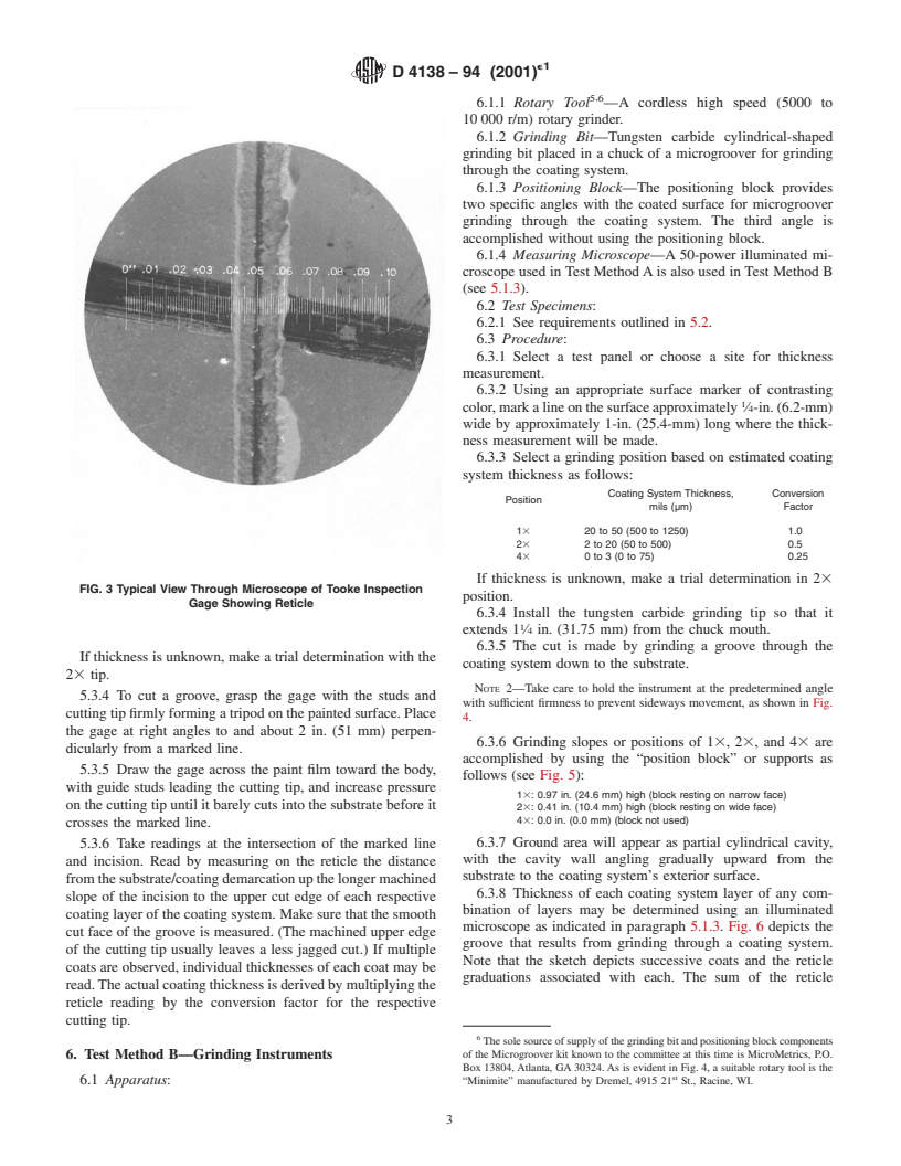 ASTM D4138-94(2001)e1 - Standard Test Methods for Measurement of Dry Film Thickness of Protective Coating Systems by Destructive Means