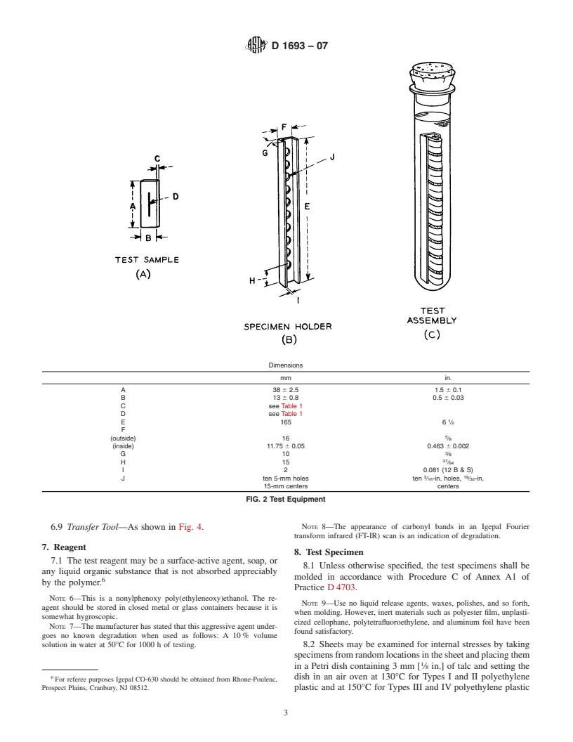 ASTM D1693-07 - Standard Test Method for Environmental Stress-Cracking of Ethylene Plastics