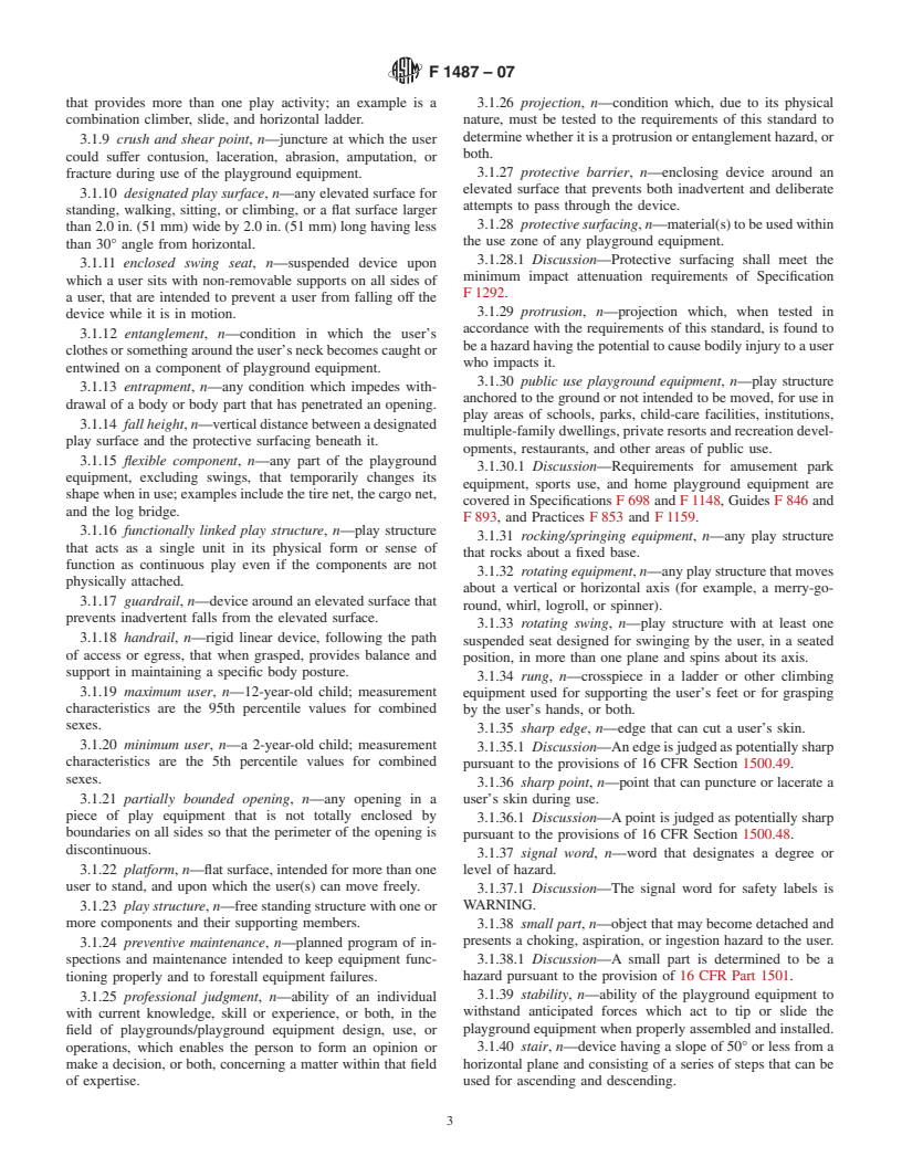 ASTM F1487-07 - Standard Consumer Safety Performance Specification for Playground Equipment for Public Use