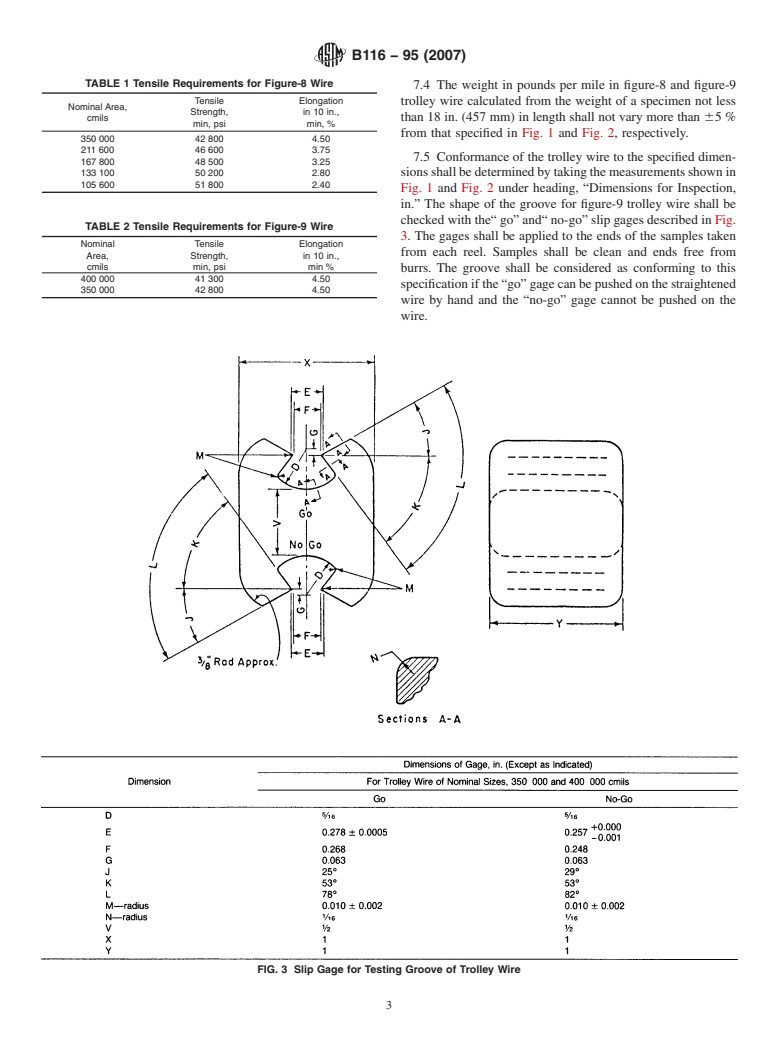 ASTM B116-95(2007) - Standard Specification for Figure-9 Deep-Grooved and Figure-8 Copper Trolly Wire for Industrial Haulage