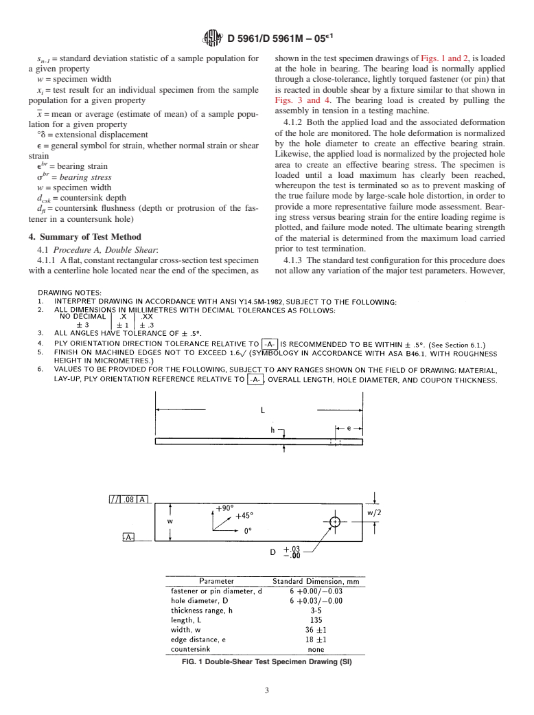 ASTM D5961/D5961M-05e1 - Standard Test Method for Bearing Response of Polymer Matrix Composite Laminates