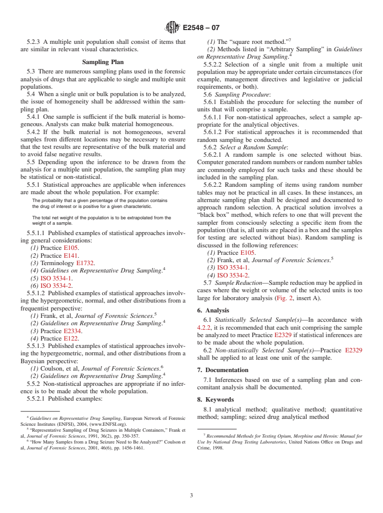 ASTM E2548-07 - Standard Guide for Sampling Seized Drugs for Qualitative and Quantitative Analysis