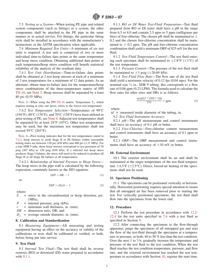 ASTM F2263-07 - Standard Test Method for Evaluating the Oxidative Resistance of Polyethylene (PE) Pipe to Chlorinated Water