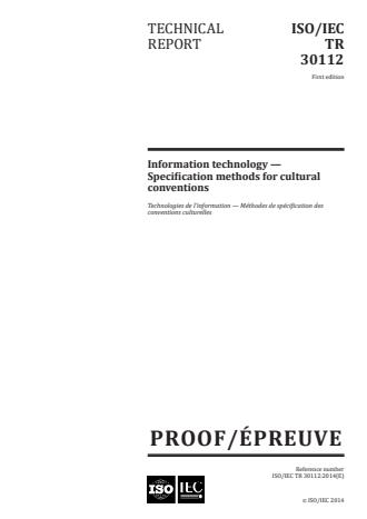 ISO/IEC TR 30112:2014 - Information technology -- Specification methods for cultural conventions