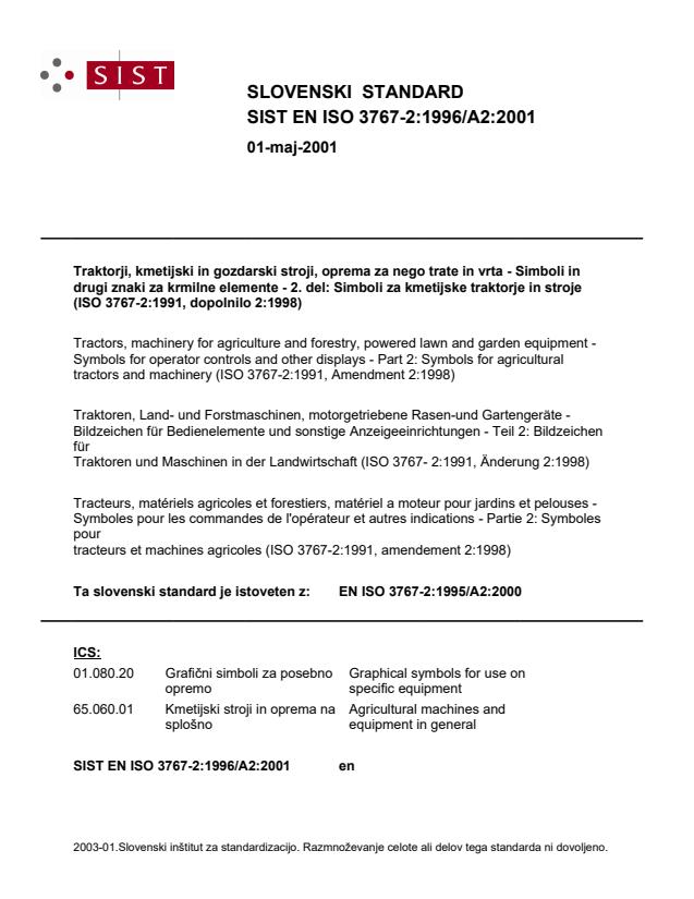 EN ISO 3767-2:1996/A2:2001