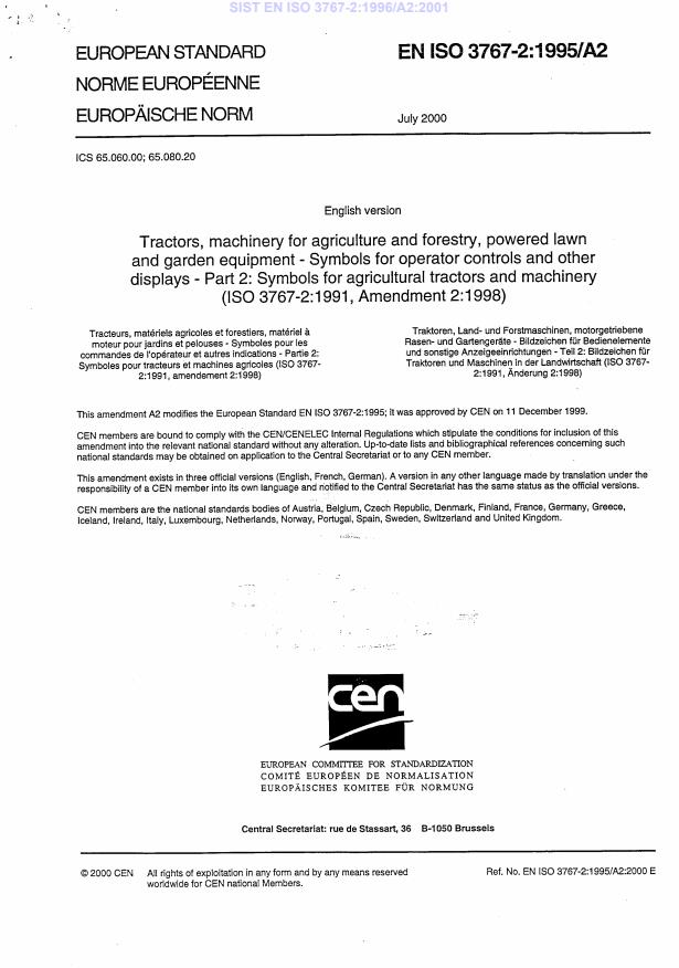EN ISO 3767-2:1996/A2:2001