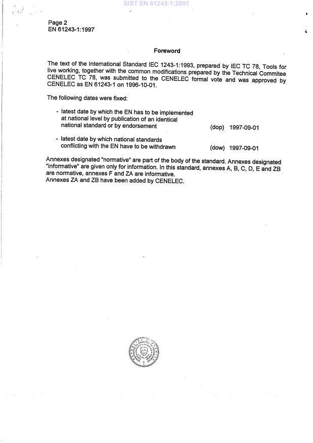 EN 61243-1:1997 EN 61243-1:2001 - Page 4 preview