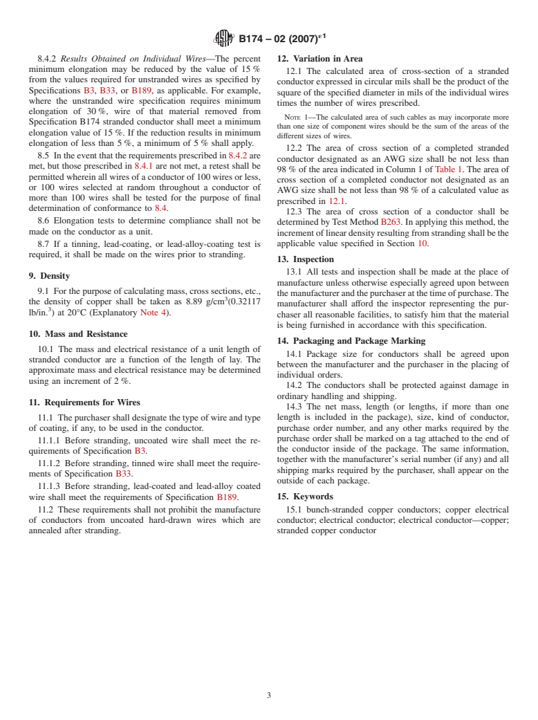 ASTM B174-02(2007)e1 - Standard Specification for Bunch-Stranded Copper Conductors for Electrical Conductors