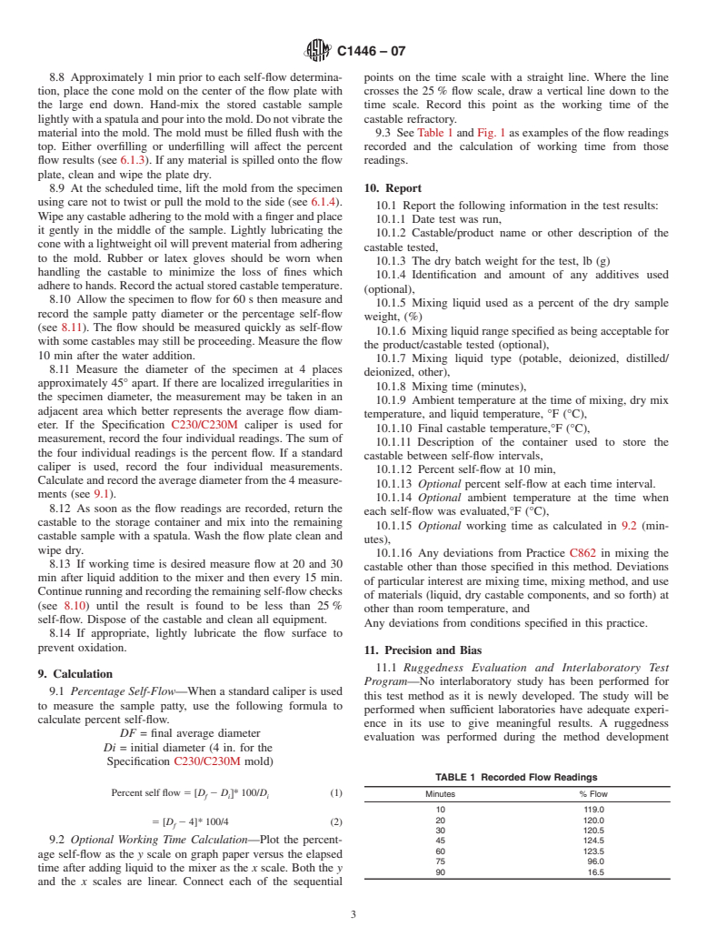 ASTM C1446-07 - Standard Test Method for Measuring Consistency of Self-Flowing Castable Refractories