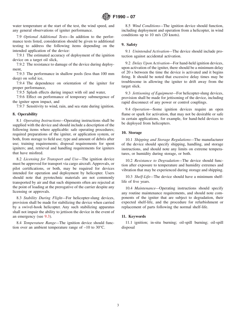 ASTM F1990-07 - Standard Guide for In-Situ Burning of Spilled Oil: Ignition Devices