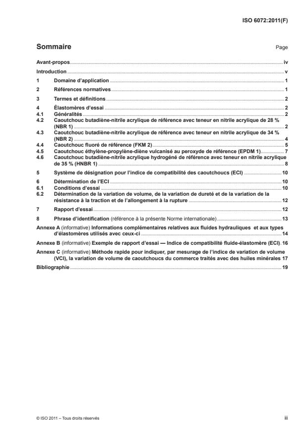 ISO 6072:2011 - Caoutchouc -- Compatibilité des fluides hydrauliques avec les matériaux élastomeres de référence