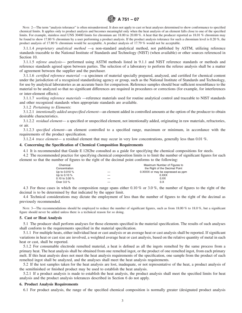 REDLINE ASTM A751-07 - Standard Test Methods, Practices, and Terminology for Chemical Analysis of Steel Products