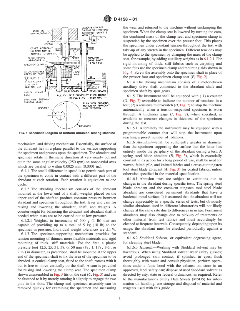 ASTM D4158-01 - Standard Guide for Abrasion Resistance of Textile Fabrics (Uniform Abrasion)