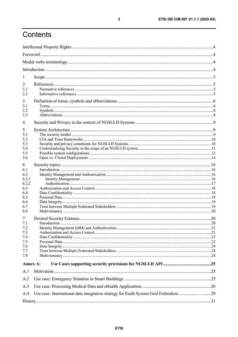 ETSI GR CIM 007 V1.1.1 (2022-03) - Context Information Management (CIM); Security and Privacy