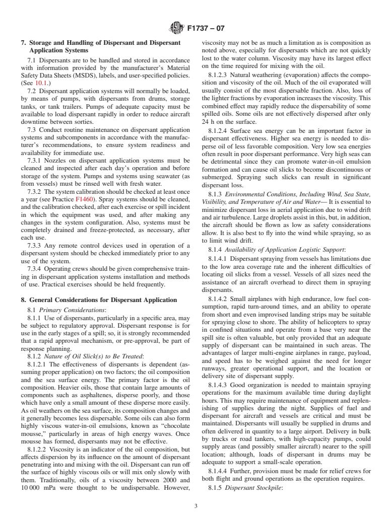 ASTM F1737-07 - Standard Guide for Use of Oil Spill Dispersant Application Equipment During Spill Response: Boom and Nozzle Systems