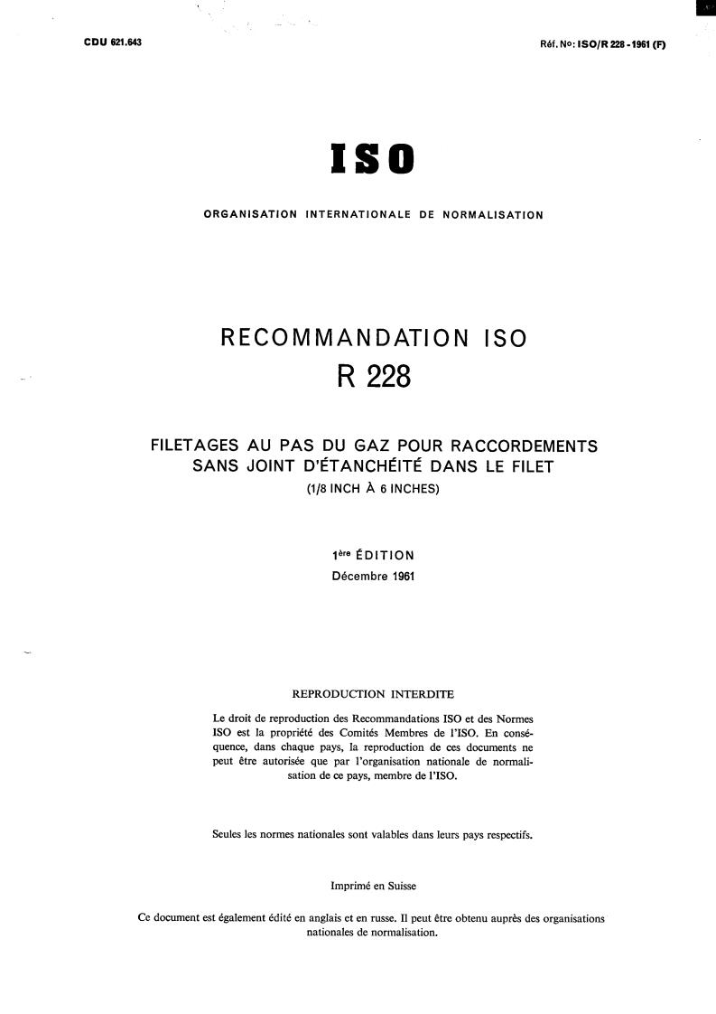ISO/R 228:1961 - Title missing - Legacy paper document
Released:1/1/1961