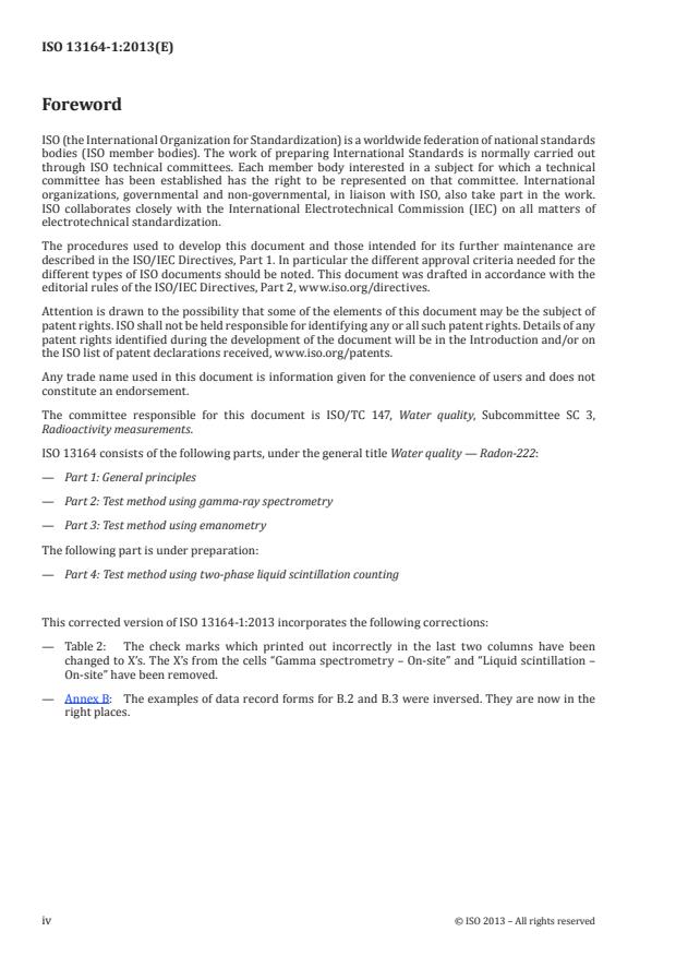 ISO 13164-1:2013 ISO 13164-1:2013 - Water quality -- Radon-222 - Page 4 preview
