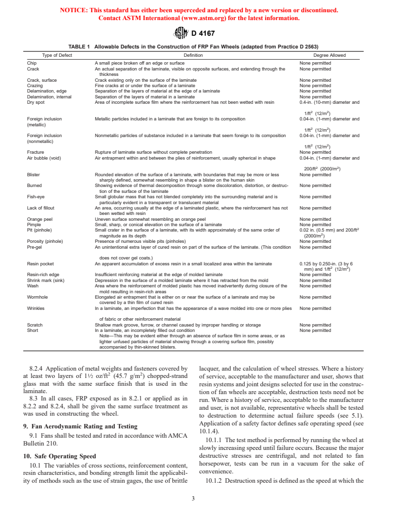 ASTM D4167-97 - Standard Specification for Fiber-Reinforced Plastic Fans and Blowers