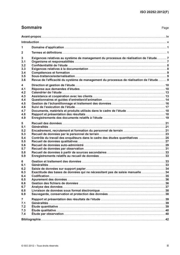 ISO 20252:2012 - Études de marché, études sociales et d'opinion -- Vocabulaire et exigences de service