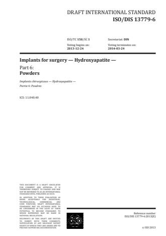 ISO 13779-6:2015 - Implants for surgery -- Hydroxyapatite