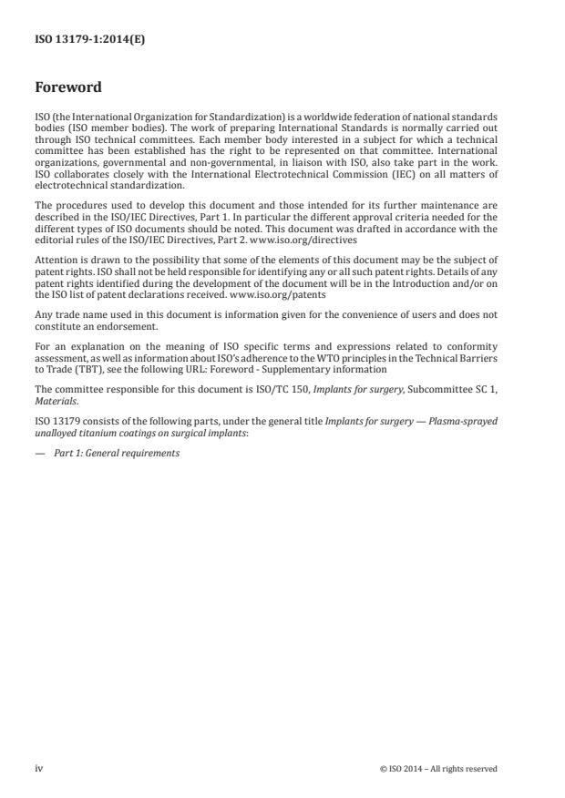 ISO 13179-1:2014 ISO 13179-1:2014 - Implants for surgery -- Plasma-sprayed unalloyed titanium coatings on metallic surgical implants - Page 4 preview