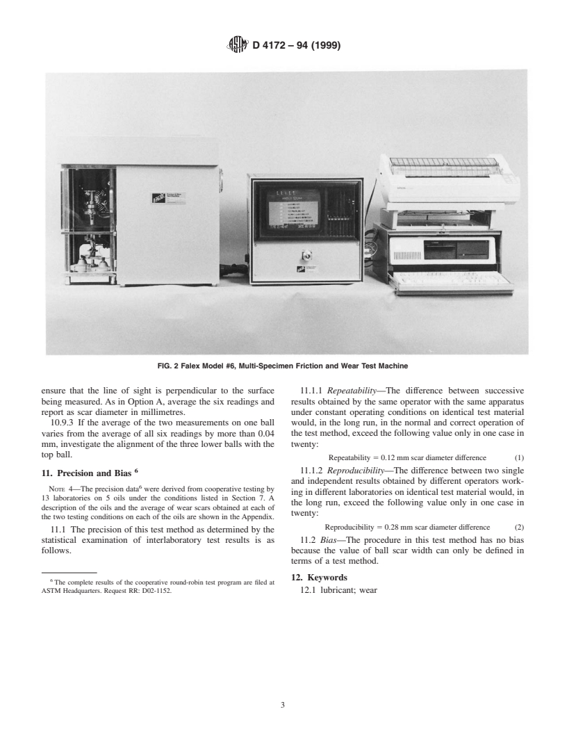 ASTM D4172-94(1999) - Standard Test Method for Wear Preventive Characteristics of Lubricating Fluid (Four-Ball Method)