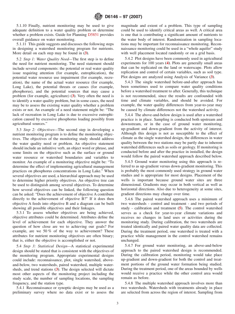 ASTM D6146-97(2007) - Standard Guide for Monitoring Aqueous Nutrients in Watersheds