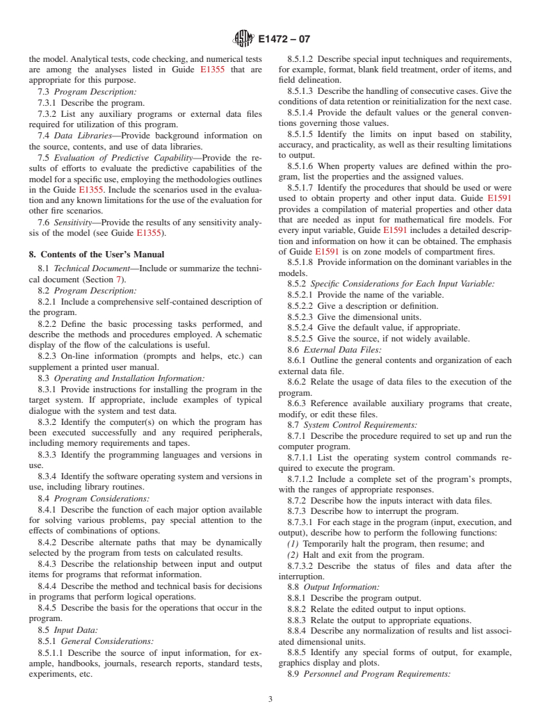 ASTM E1472-07 - Standard Guide for Documenting Computer Software for Fire Models (Withdrawn 2011)