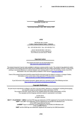 SIST EN 302 066 V2.2.1:2020 ETSI EN 302 066 V2.2.0 (2019-04) - Short Range Devices (SRD); Ground- and Wall- Probing Radio determination (GPR/WPR) devices; Harmonised Standard for access to radio spectrum - Page 2 preview