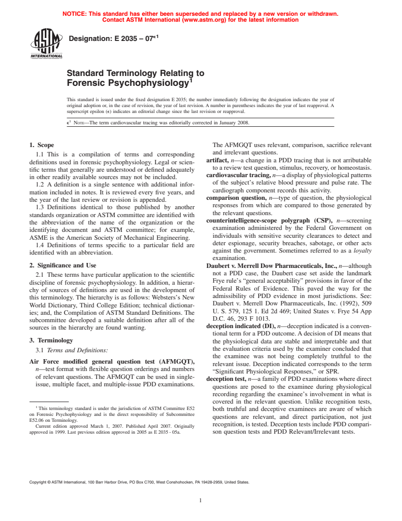 ASTM E2035-07 - Standard Terminology Relating to Forensic Psychophysiology