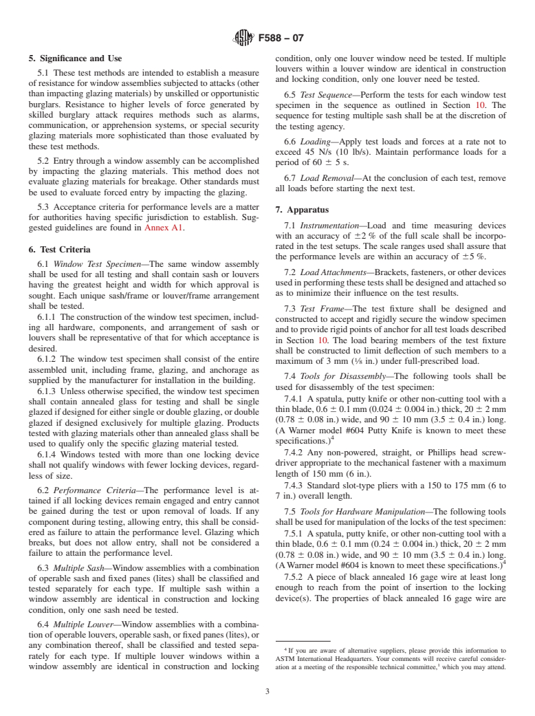 ASTM F588-07 - Standard Test Methods for Measuring the Forced Entry Resistance of Window Assemblies, Excluding Glazing Impact