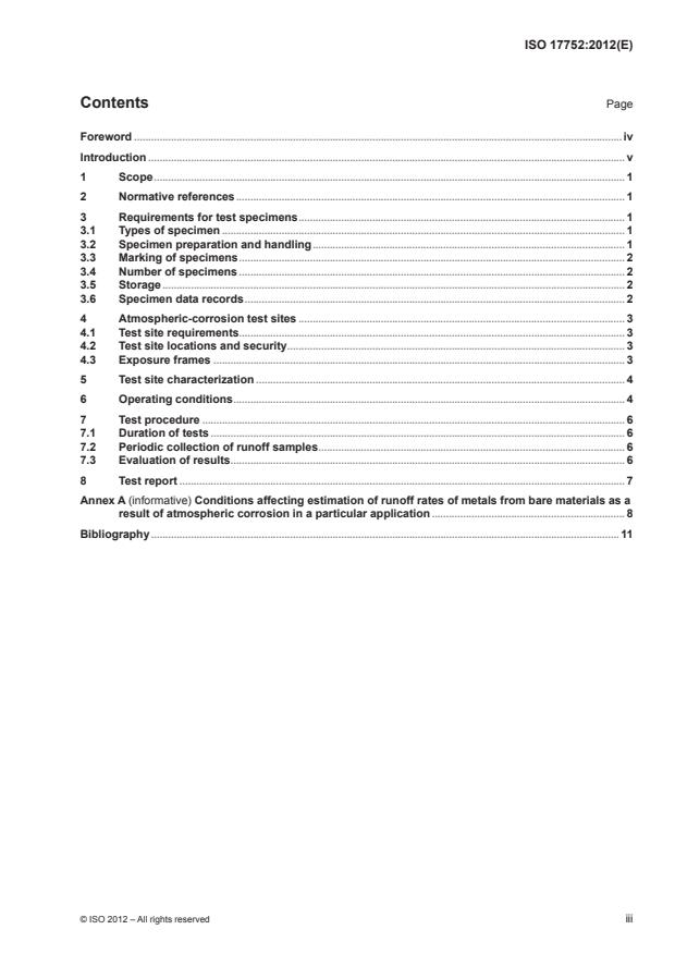 ISO 17752:2012 - Corrosion of metals and alloys -- Procedures to determine and estimate runoff rates of metals from materials as a result of atmospheric corrosion