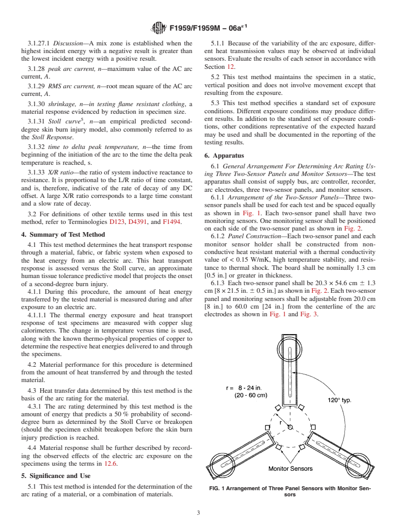 ASTM F1959/F1959M-06ae1 - Standard Test Method for Determining the Arc Rating of Materials for Clothing