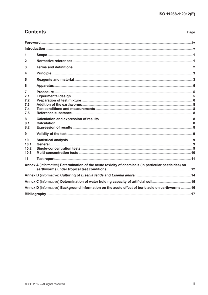 ISO 11268-1:2012 - Soil quality — Effects of pollutants on earthworms — Part 1: Determination of acute toxicity to Eisenia fetida/Eisenia andrei
Released:29. 10. 2012