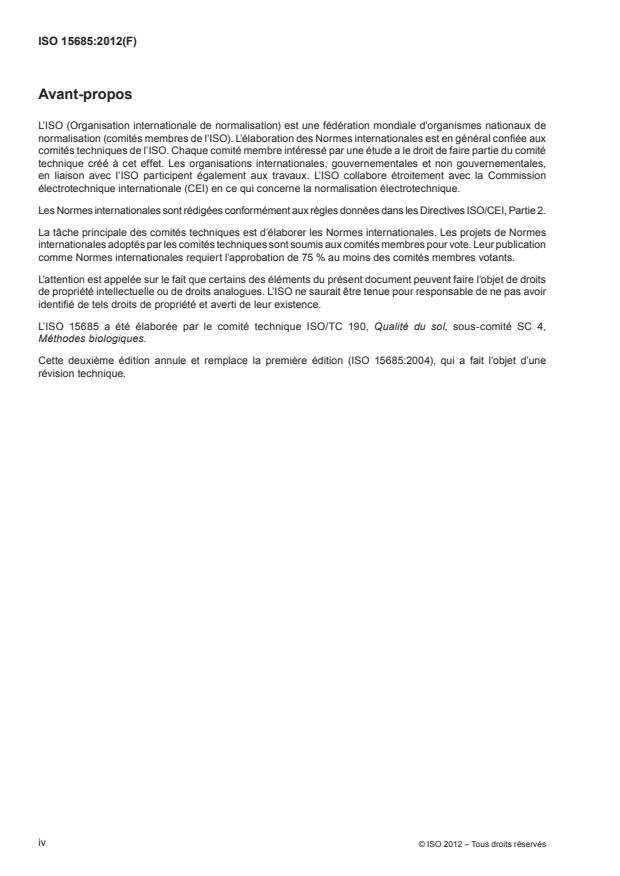 ISO 15685:2012 ISO 15685:2012 - Qualité du sol -- Détermination de la nitrification potentielle et inhibition de la nitrification -- Essai rapide par oxydation de l'ammonium - Page 4 preview