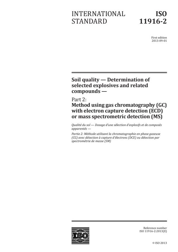 ISO 11916-2:2013 - Soil quality -- Determination of selected explosives and related compounds